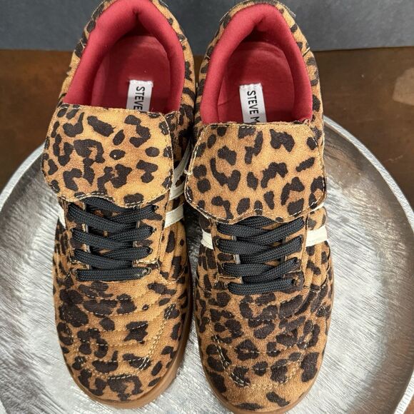 Streetwear Edgy Steve Madden Women Madrid Leopard Sneaker Size 7.5 Bujee Glam - Picture 5 of 16